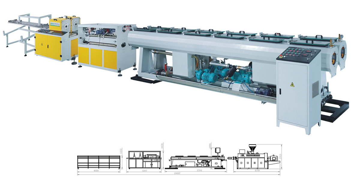 凱思PVC一出二管材擠出生產(chǎn)線大圖